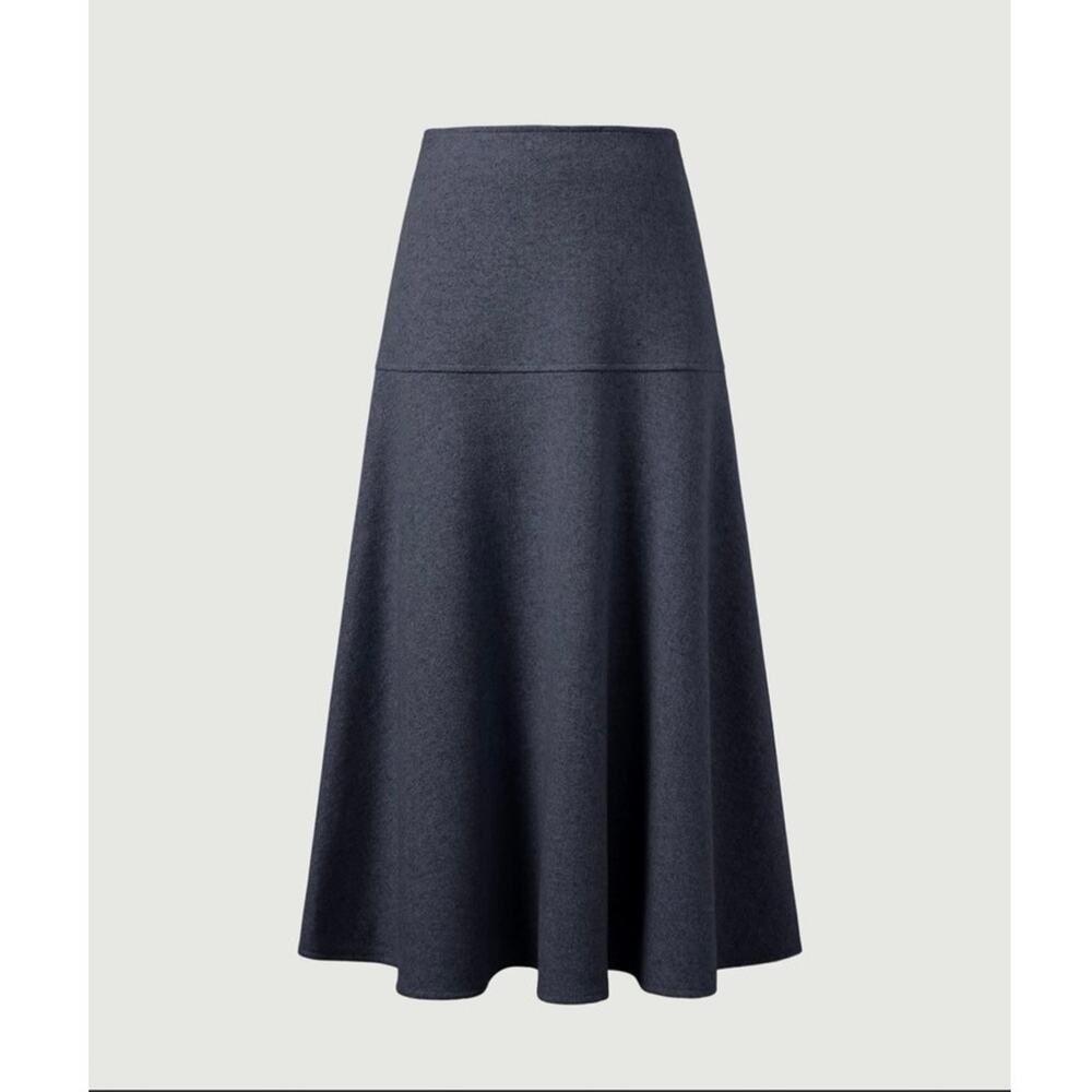 OGL Wool-like Flared Maxi Skirt heather navy nwt Size XS